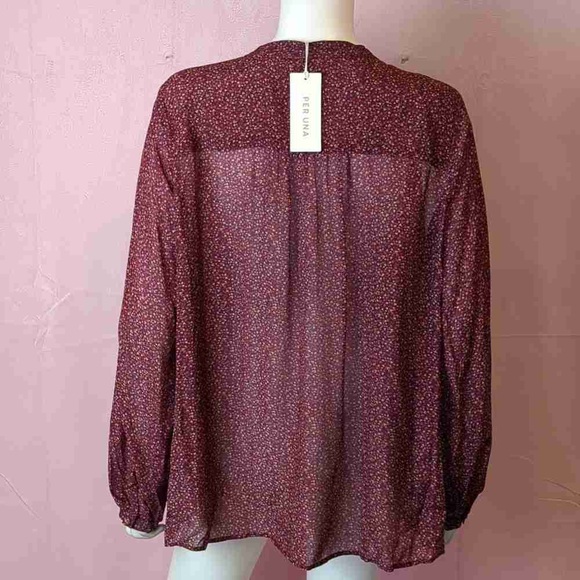 Elegant Burgundy Floral Blouse - Picture 2 of 3